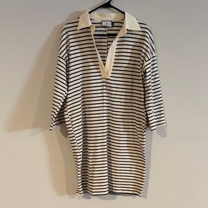 Tuckernuck Ashton Navy and White Striped  Knit Polo Dress